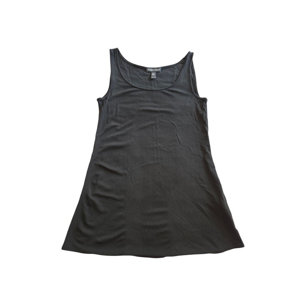 Eileen Fisher Silk Black Quiet‎ Luxury Old Money Minimalist Tank Top sz XXS TP